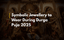 Durga Puja pandal with idol of Goddess Durga in the center, surrounded by deities, with bold white text overlay: 'Symbolic Jewellery to Wear During Durga Puja 2025'.