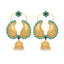 22K Gold Plated Turquoise Stone Studded Contemporary Mini Jhumki Dangler Earrings