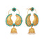 22K Gold Plated Turquoise Stone Studded Contemporary Mini Jhumki Dangler Earrings