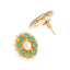 22K Gold-Plated Green Kundan Studded & Pearls Beaded Floral Shaped Studs