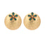 22K Gold-Plated Faux Emerald Stones Studded Circular Floral Shaped Motif Studs