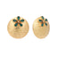 22K Gold-Plated Faux Emerald Stones Studded Circular Floral Shaped Motif Studs