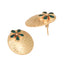 22K Gold-Plated Faux Emerald Stones Studded Circular Floral Shaped Motif Studs