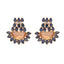 22K Gold Plated Crystal Studded Contemporary Floral Shaped Stud Earrings