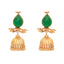 22K Gold Plated Emerald Stone Studded Ethnic Jhumkas