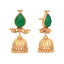 22K Gold Plated Emerald Stone Studded Ethnic Jhumkas