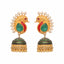 22K Gold Plated Pearls Studded Contemporary Shaped Enamel Jhumkas