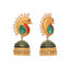 22K Gold Plated Pearls Studded Contemporary Shaped Enamel Jhumkas
