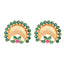 22K Gold Plated Faux Emerald Stone Studded Contemporary Shaped Studs
