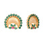 22K Gold Plated Faux Emerald Stone Studded Contemporary Shaped Studs