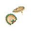 22K Gold Plated Faux Emerald Stone Studded Contemporary Shaped Studs