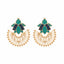 22K Gold Plated Turquoise Enamel Studded Indo-Western Floral Jali Statement Stud Earrings