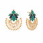 22K Gold Plated Turquoise Enamel Studded Indo-Western Floral Jali Statement Stud Earrings