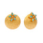 22K Gold-Plated Turquoise Flower Stud Earrings