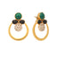 22K Gold Plated Cubic Zirconia Studded Contemporary Stone Earrings
