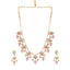 22K Gold Plated Pearl Empress Flora Pink Stone Drops Necklace Set