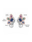 Gold & Rhodium Plated Rhinestone Studded Contemporary Butterfly Studs
