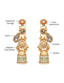 Gold-Toned Stone Studded Peacock Motif Statement Dangler Earrings