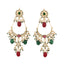 22K Gold Plated Crescent Kundan Drop Red Stone Chandbali Earrings