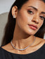 Cz Solitaire Silver Necklace Set