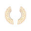 22K Gold-Plated Zircon Studded & Pearl Beaded Contemporary Shaped Statement Stud Earrings