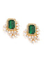 22K Gold Plated Emerald Fern Muse Stud Earrings
