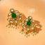 22K Gold-Plated Elegant Kundan & Green Stone Studded Pearl Drops Studs