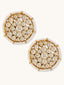 22K Gold-Plated Elegant Kundan Stone Studded & Pearl Beaded Disc Studs