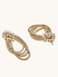22K Gold-Plated Floral Motif Zircon Stone Studded Teardrop Shaped Elegant Drop Dangler Earrings