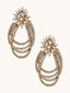 22K Gold-Plated Floral Motif Zircon Stone Studded Teardrop Shaped Elegant Drop Dangler Earrings