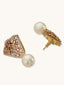 22K Gold-Plated Elegant Zircon Stone Studded & Pearls Drop Stud Earrings