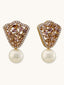 22K Gold-Plated Elegant Zircon Stone Studded & Pearls Drop Stud Earrings