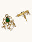 22K Gold-Plated Elegant Kundan & Green Stone Studded Pearl Drops Studs