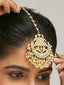 22K Gold-Plated Pearls & Pink Kundan Studded Statement Maang Tikka Head Jewellery