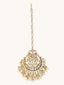 22K Gold-Plated Pearls & Pink Kundan Studded Statement Maang Tikka Head Jewellery