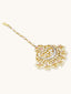 22K Gold-Plated Pearls & Pink Kundan Studded Statement Maang Tikka Head Jewellery
