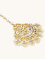 22K Gold-Plated Pearls & Pink Kundan Studded Statement Maang Tikka Head Jewellery