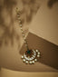 22K Gold-Plated Green Stone & Kundan Studded with Pearl Drop Maang Tikka Head Jewellery