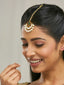 22K Gold-Plated Green Stone & Kundan Studded with Pearl Drop Maang Tikka Head Jewellery