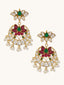 22K Gold-Plated Exquisite Kundan Stone Studded & Pearl Beaded Floral Traditional Chandbalis