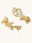 22K Gold-Plated Elegant Kundan Stone Studded & Pearl Drops Mini Jhumki Dangler Earrings
