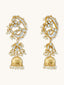 22K Gold-Plated Elegant Kundan Stone Studded & Pearl Drops Mini Jhumki Dangler Earrings
