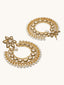 22K Gold-Plated Kundan Studded & Pearl Beaded Floral Chandbali Earrings