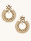 22K Gold-Plated Kundan Studded & Pearl Beaded Floral Chandbali Earrings