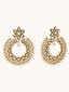 22K Gold-Plated Kundan Studded & Pearl Beaded Floral Chandbali Earrings