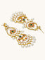22K Gold-Plated Kundan Studded & Pearl Beaded Layered Chandbalis