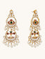 22K Gold-Plated Kundan Studded & Pearl Beaded Layered Chandbalis