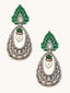 22K Gold-Plated Zircon Studded & Pearl Teardrop Shaped Dangler Earrings