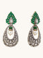22K Gold-Plated Zircon Studded & Pearl Teardrop Shaped Dangler Earrings