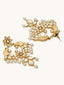 22K Gold-Plated Kundan and Pearl Earrings with Floral Stud and Intricate Crescent Design Chandbalis
